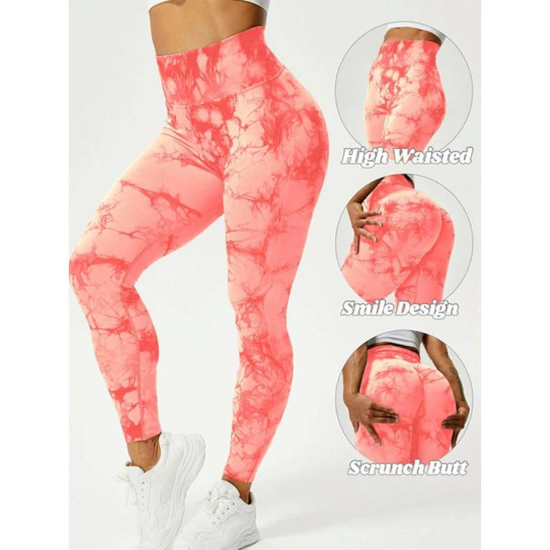 Women'S Tie Dye High Waist Ruched Sports Leggings, Casual Seamless Skinny Skinny Leggings Yoga Workout, Workout Leggings, Autumn Hip Lift Fitness Sports Leggings, Clothing, Women'S Leggings, Sportswear Gym