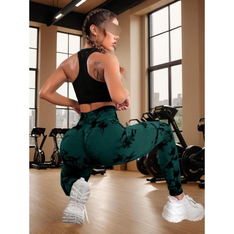 Women'S Tie Dye High Waist Ruched Sports Leggings, Casual Seamless Skinny Skinny Leggings Yoga Workout, Workout Leggings, Autumn Hip Lift Fitness Sports Leggings, Clothing, Women'S Leggings, Sportswear Gym