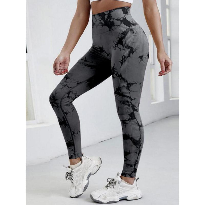 Women'S Tie Dye High Waist Ruched Sports Leggings, Casual Seamless Skinny Skinny Leggings Yoga Workout, Workout Leggings, Autumn Hip Lift Fitness Sports Leggings, Clothing, Women'S Leggings, Sportswear Gym