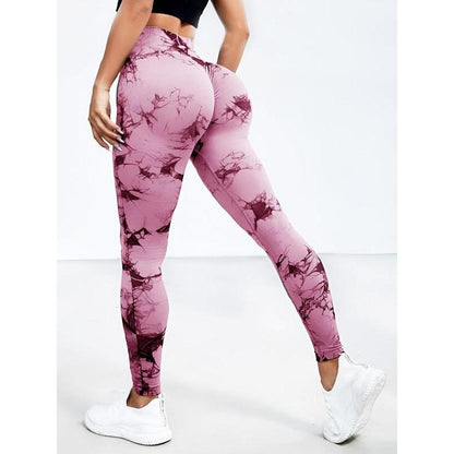 Women'S Tie Dye High Waist Ruched Sports Leggings, Casual Seamless Skinny Skinny Leggings Yoga Workout, Workout Leggings, Autumn Hip Lift Fitness Sports Leggings, Clothing, Women'S Leggings, Sportswear Gym